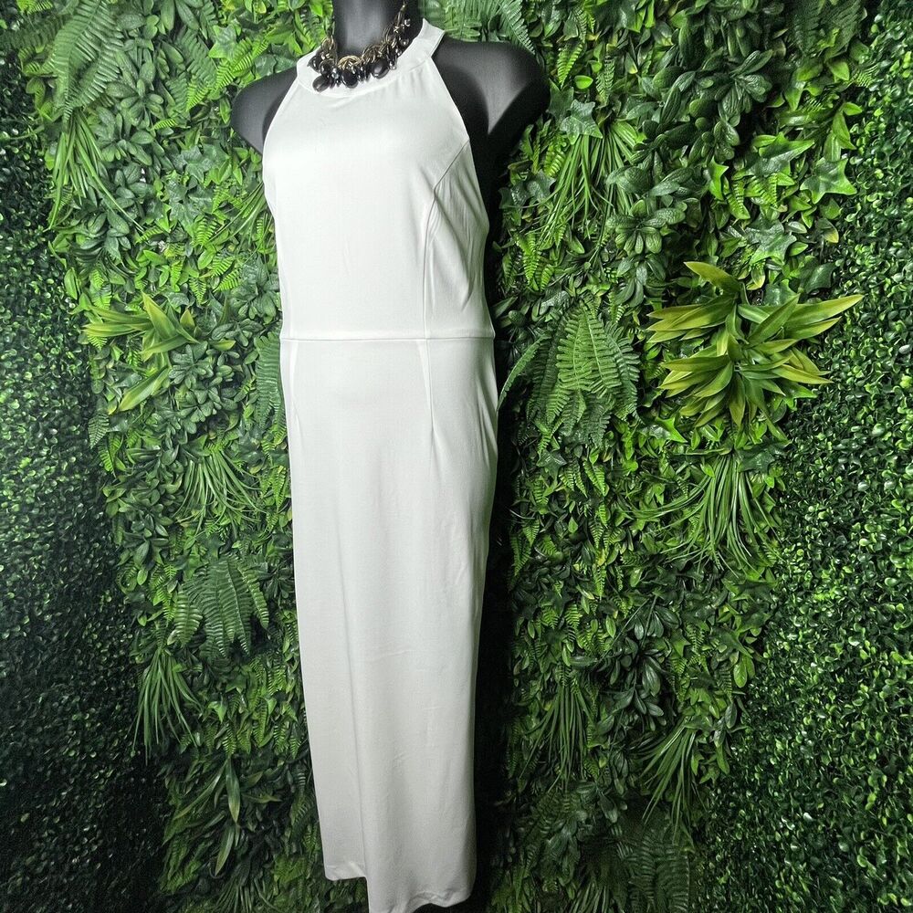 Addison Evening Dress Women 16 White Long Formal High Neck Backless‎ NWT  0335